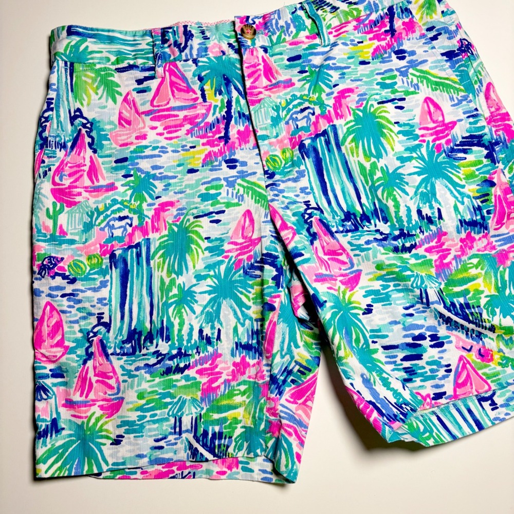 Lilly Pulitzer Beaumont Bermuda Short Men's 34 Salt In The air Tropical Sailboat
